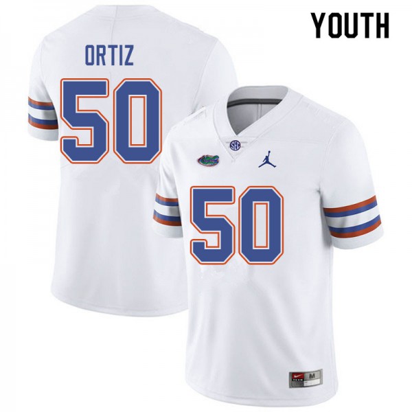 Jordan Brand Youth #50 Marco Ortiz Florida Gators College Football Jerseys White